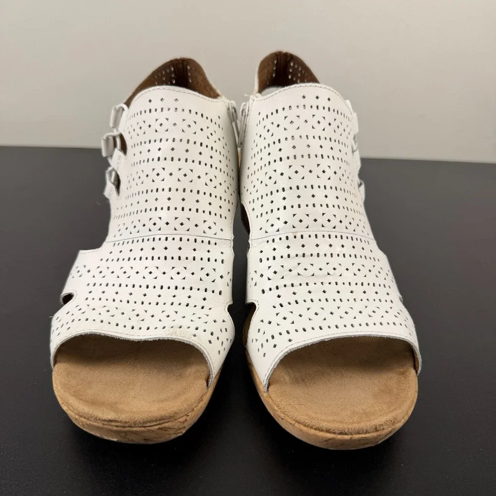 Rockport Cobb Hill Sandals Women's 11W Leather Laser Cut Wedge Casual Career
